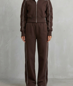 Savina – Urban Edge Piped Zip Jacket & Wide-Leg Pants Set