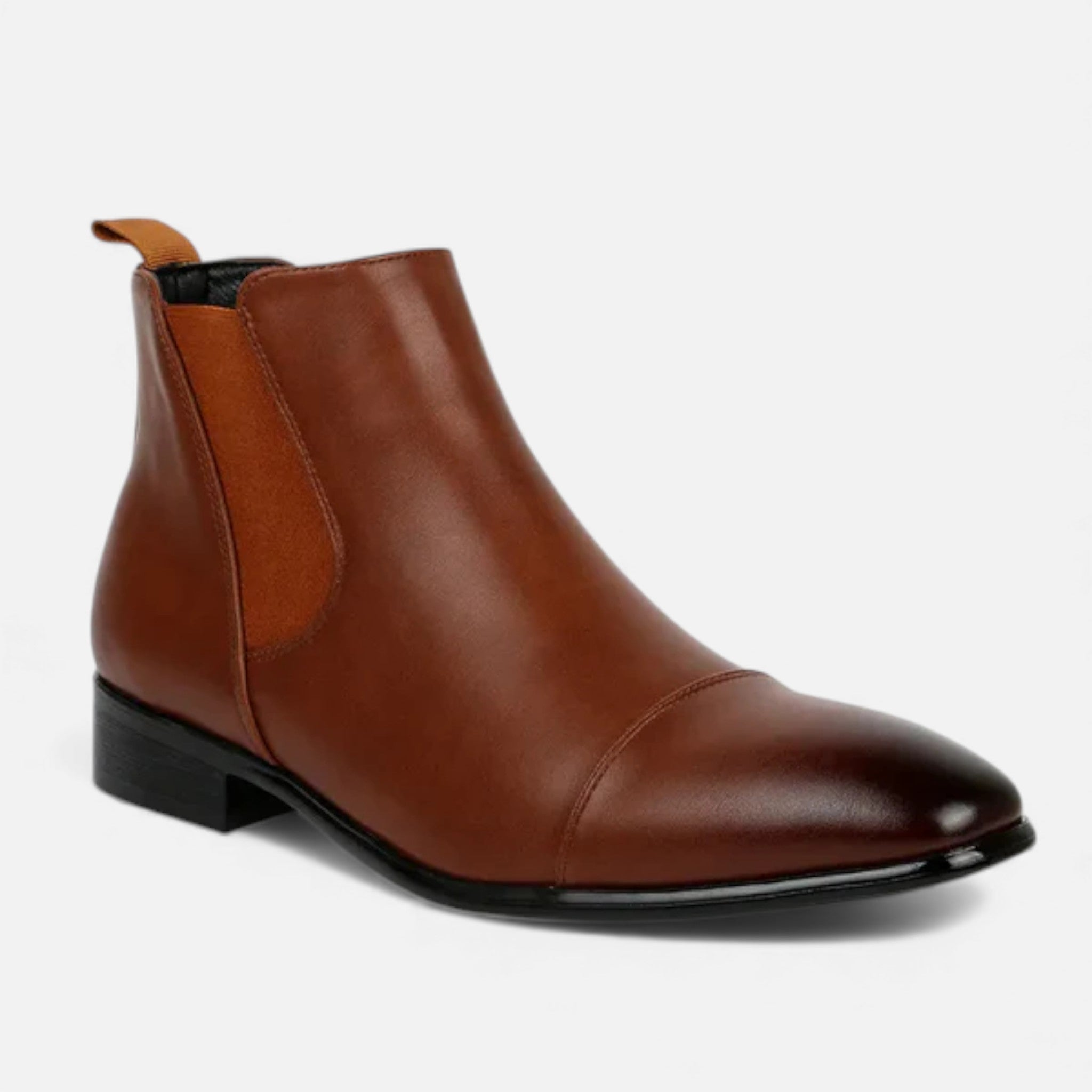 Milvaly | Mens Leather Chelsea Boots Cap Toe