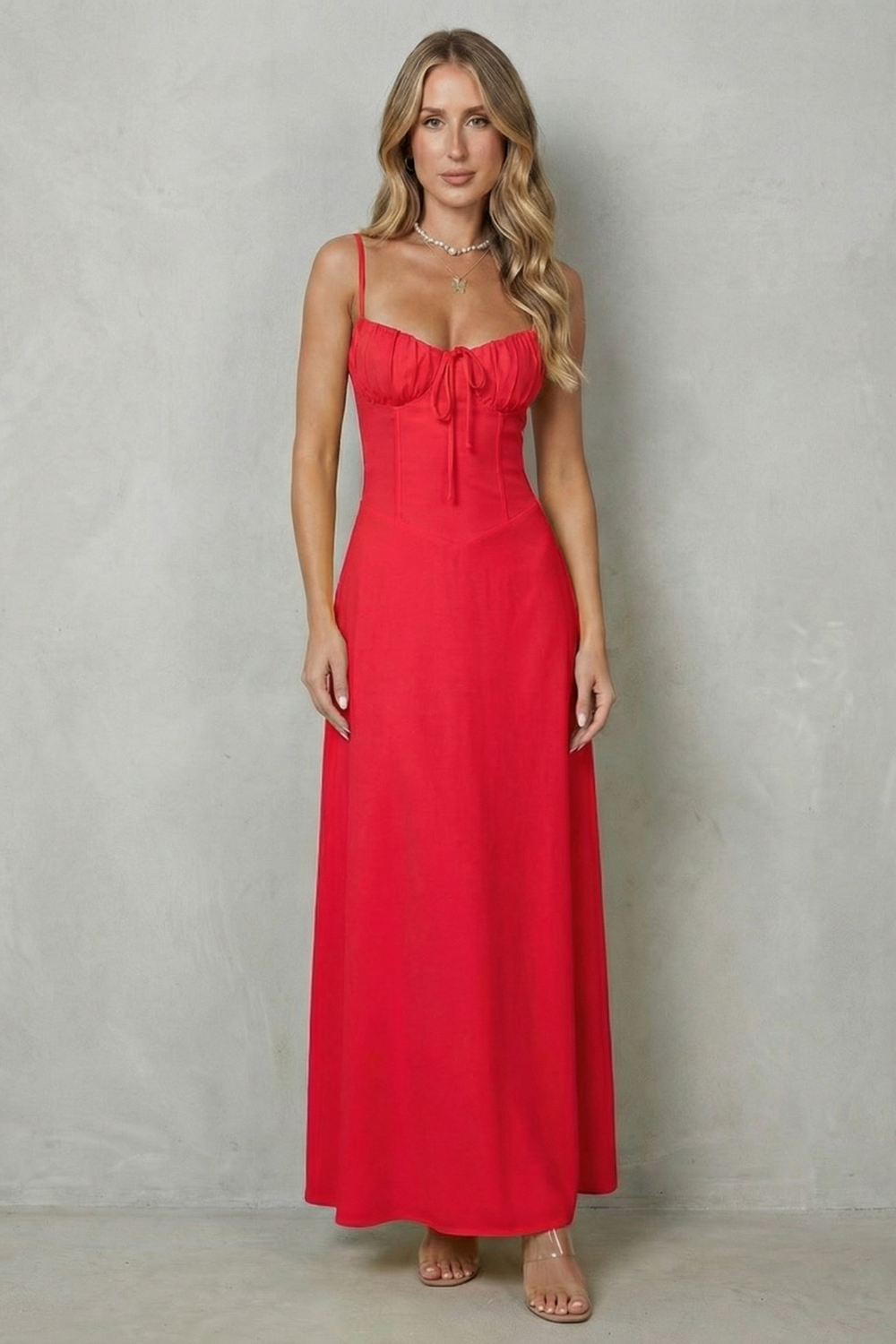 Selena – Soft corset charm – Sleeveless flowing maxi dress