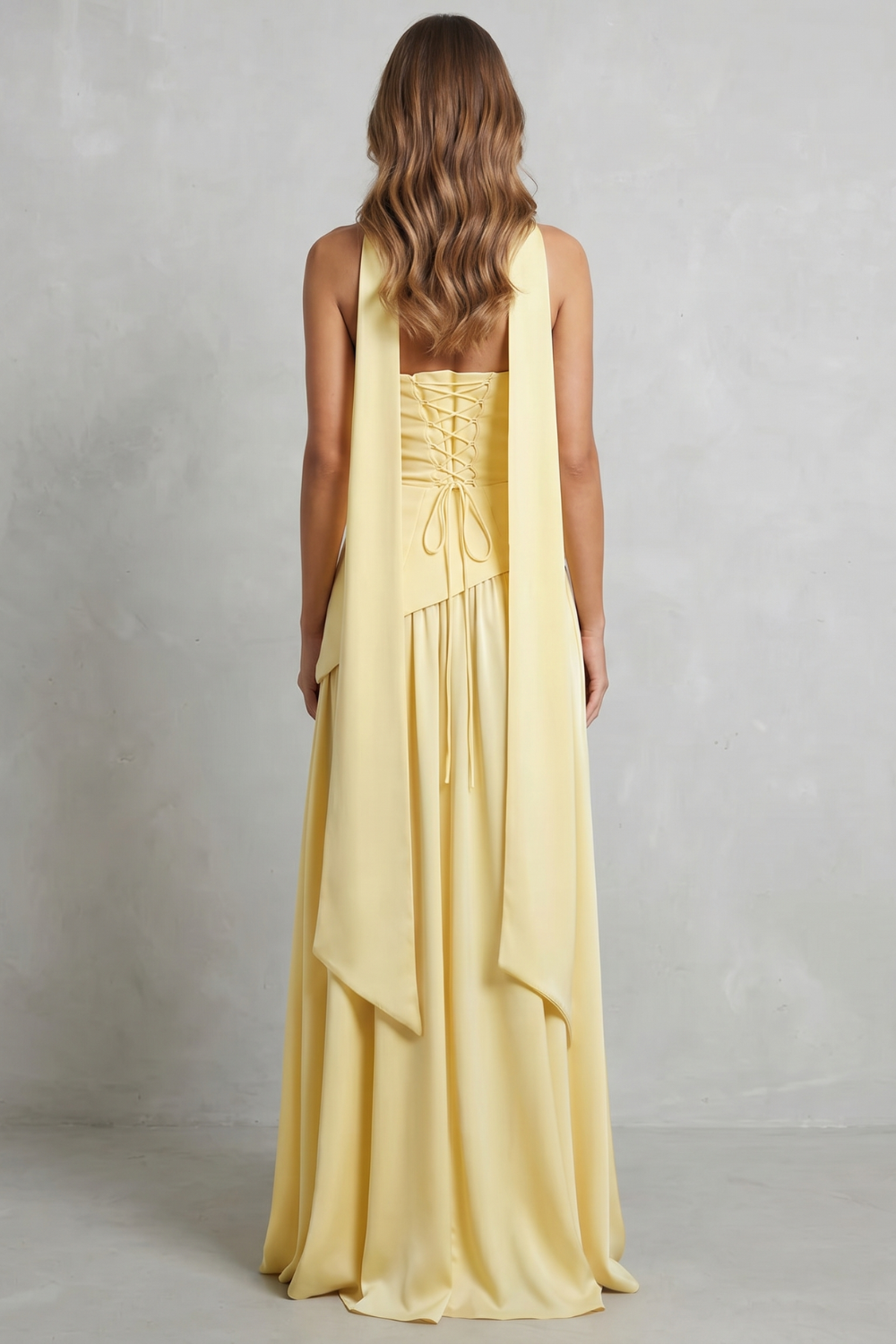 Celestara – Sculpted draped slit – Strapless maxi dress