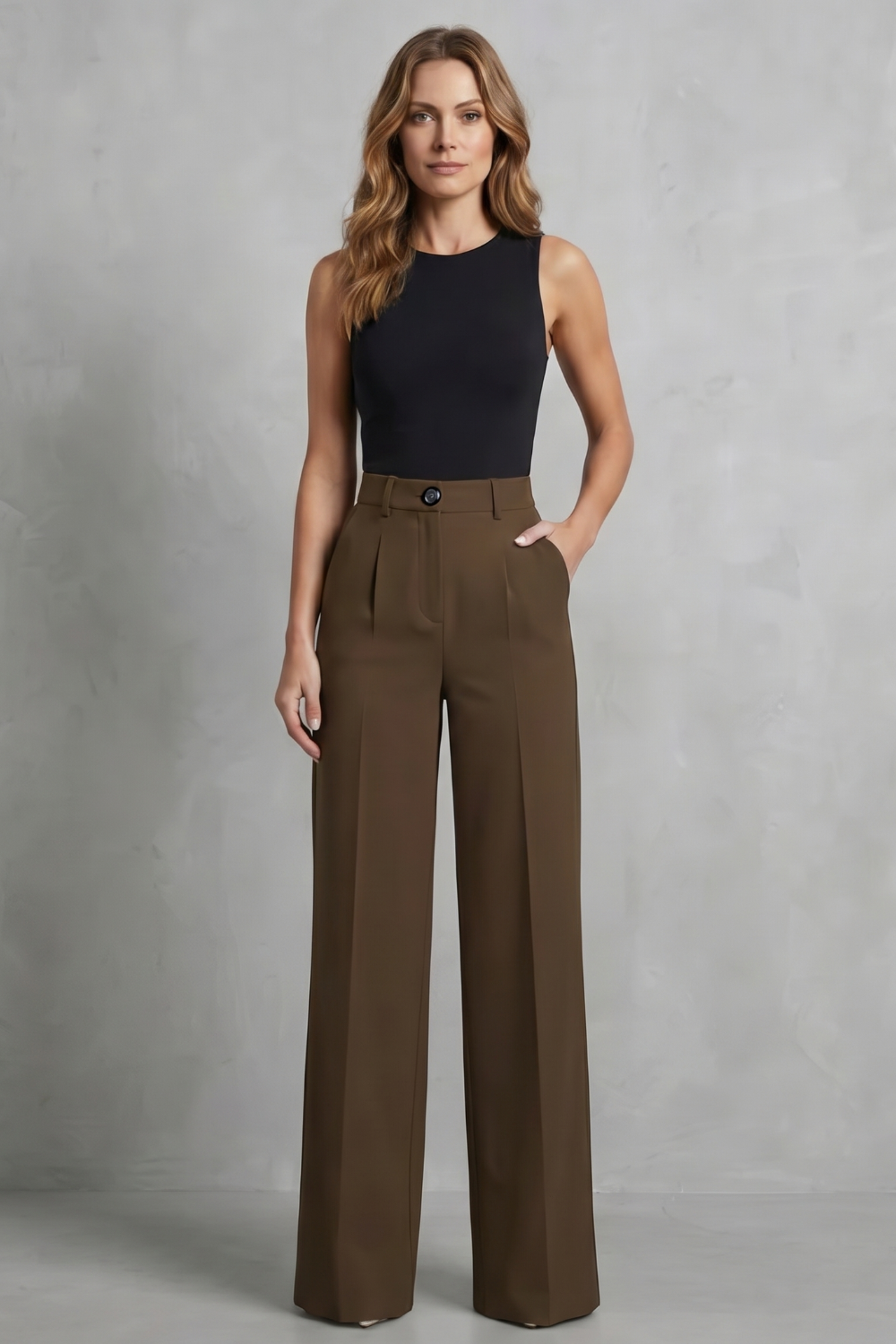 Elozane – Tailored pleats – High-waist wide-leg trousers