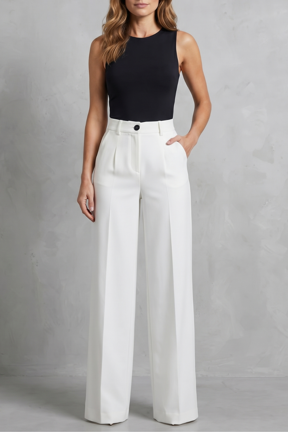 Elozane – Tailored pleats – High-waist wide-leg trousers