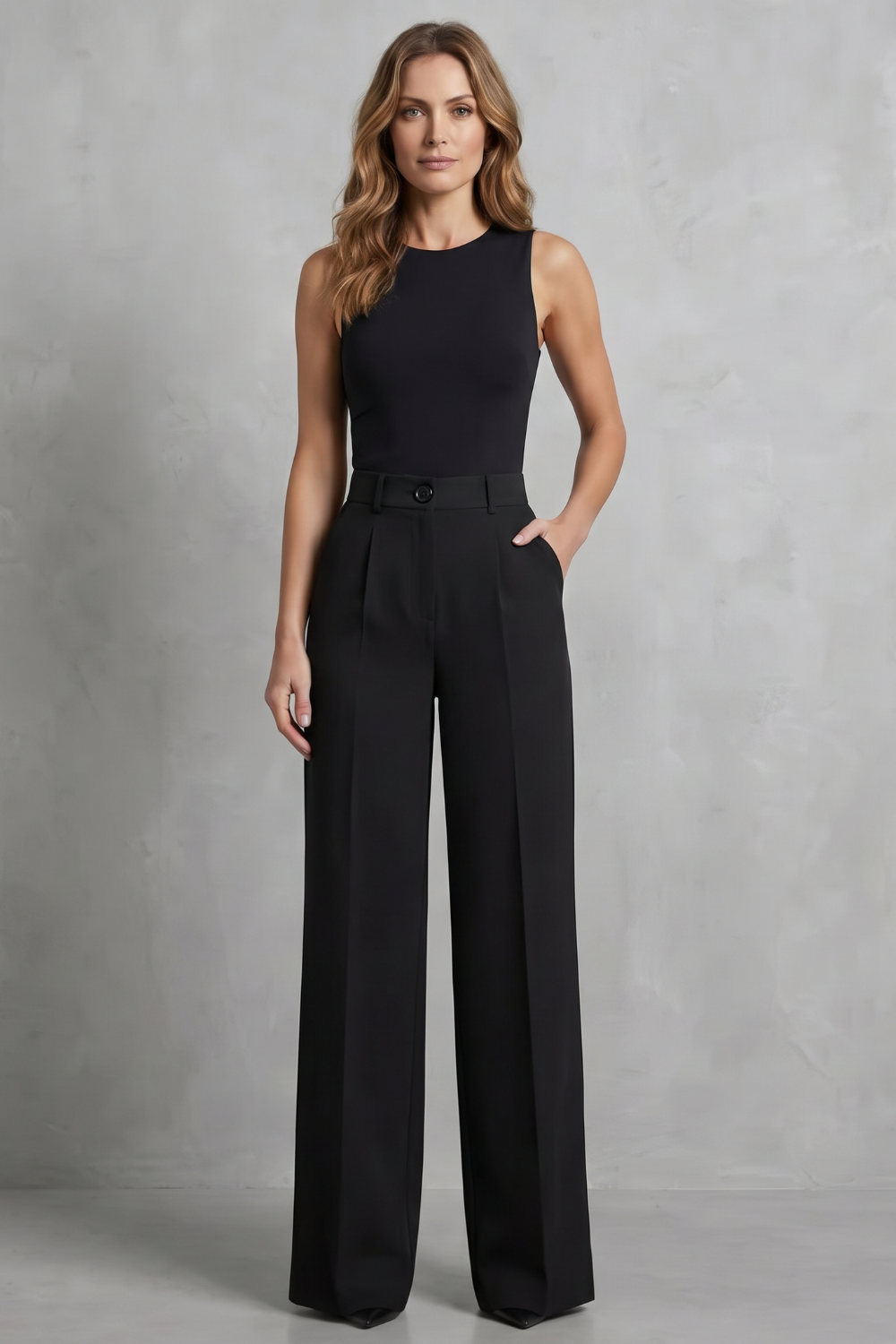 Elozane – Tailored pleats – High-waist wide-leg trousers