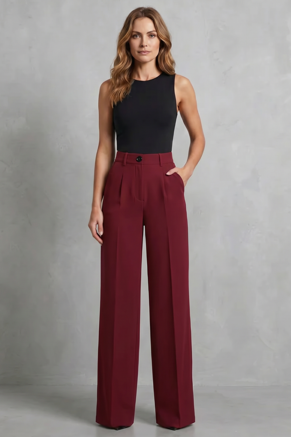 Elozane – Tailored pleats – High-waist wide-leg trousers