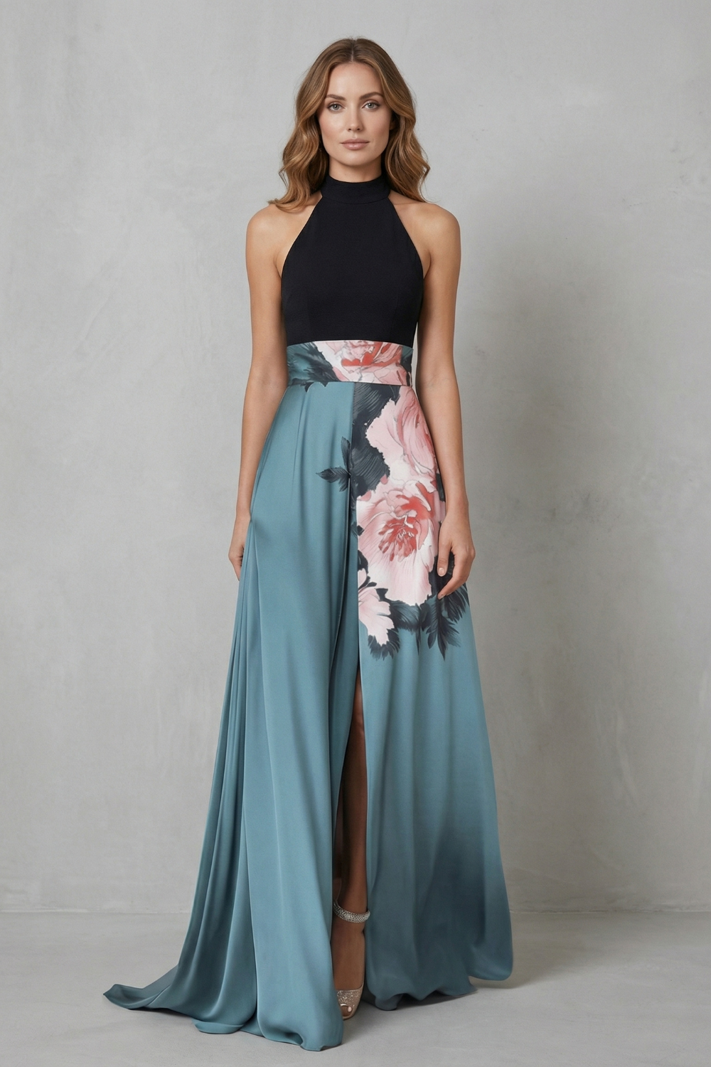 Florévia – Contrast floral elegance – Maxi dress