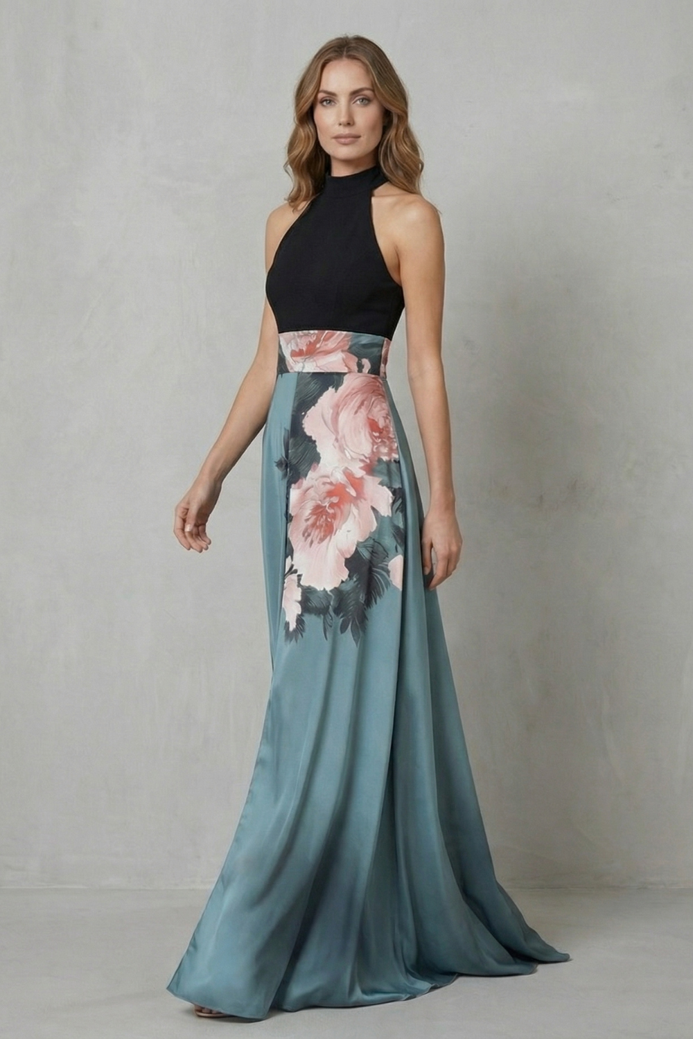 Florévia – Contrast floral elegance – Maxi dress