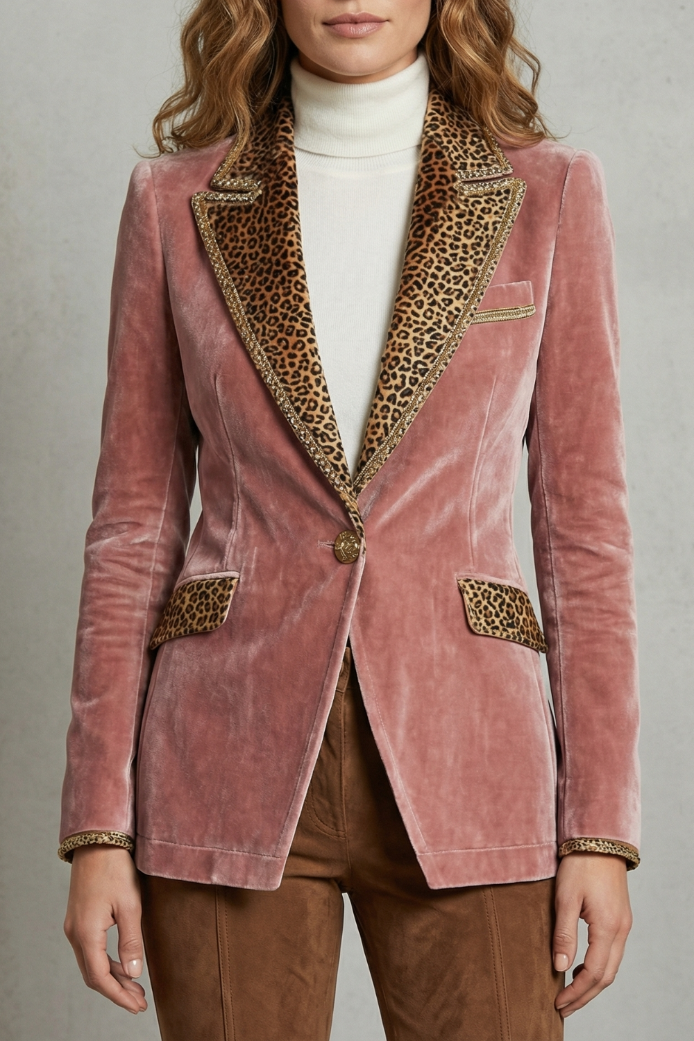 Léovelle – Leopard contrast elegant cut – Velvet blazer