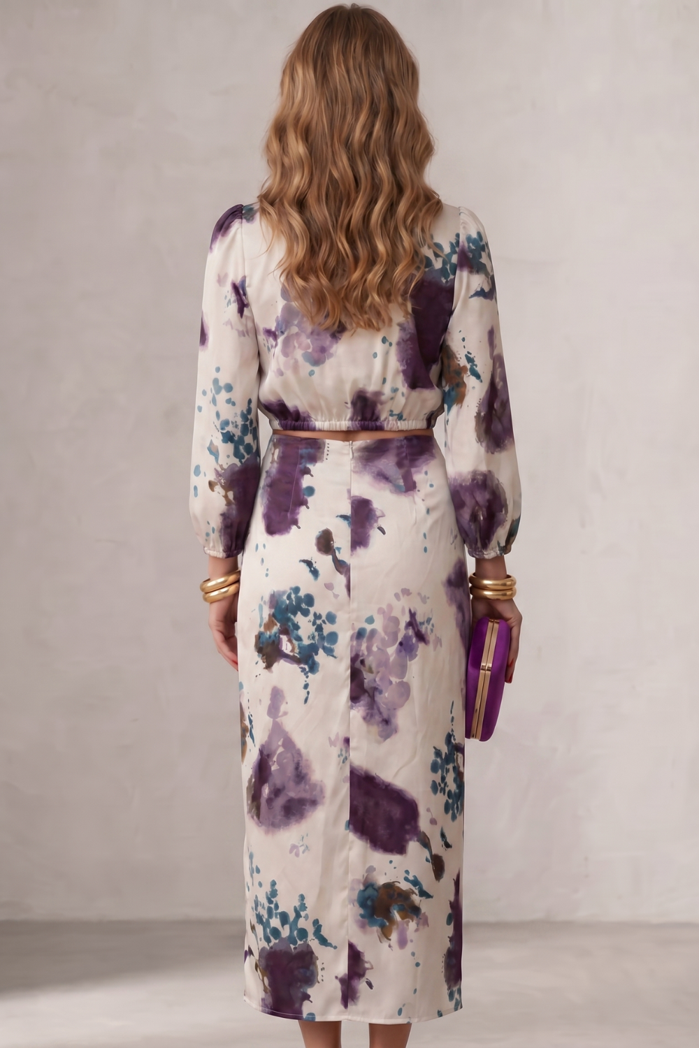 Violetta – Watercolour floral elegance – Blouse & skirt set