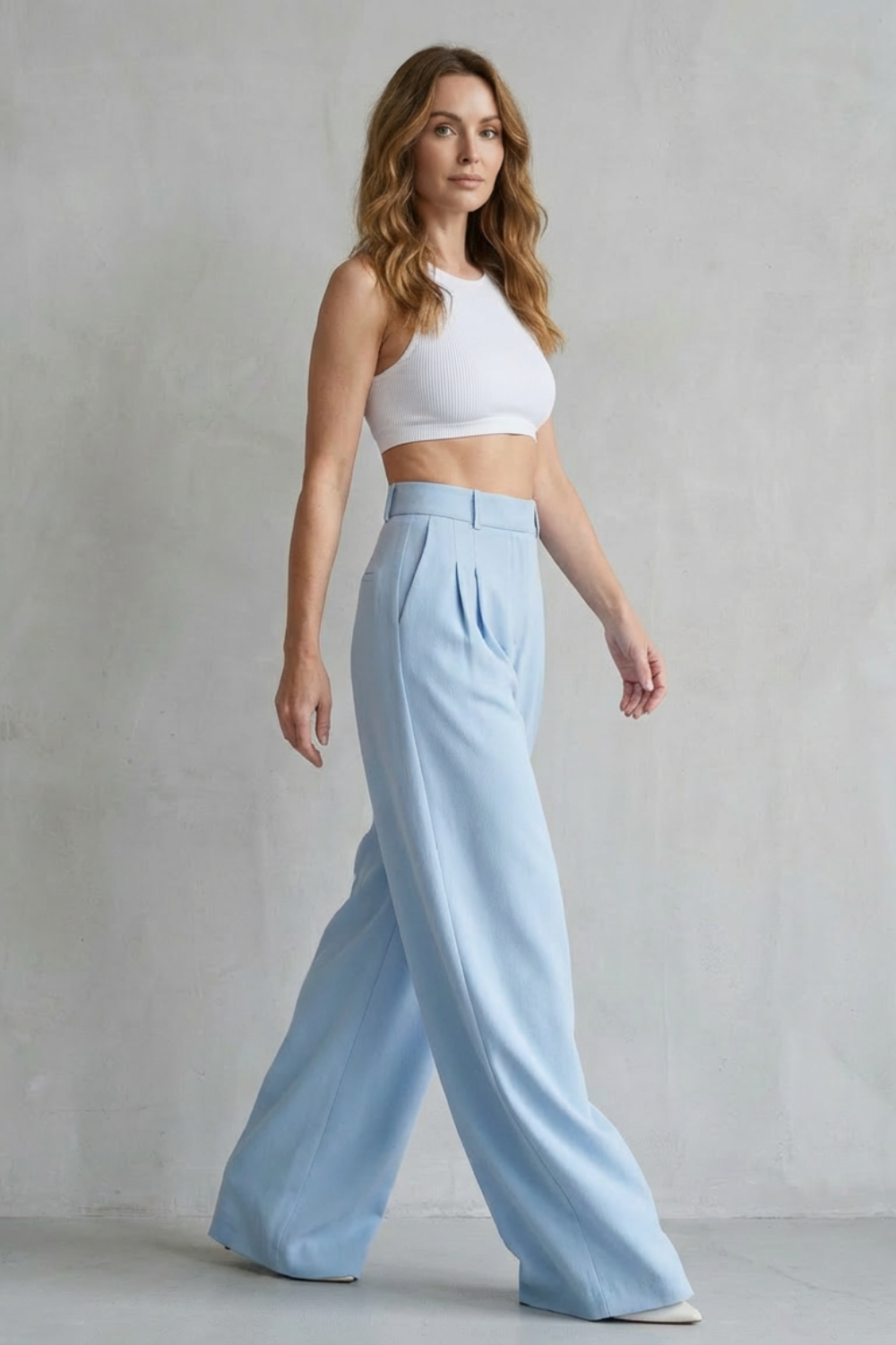 Lunévia – Flowing drape – Wide-leg tailored trousers
