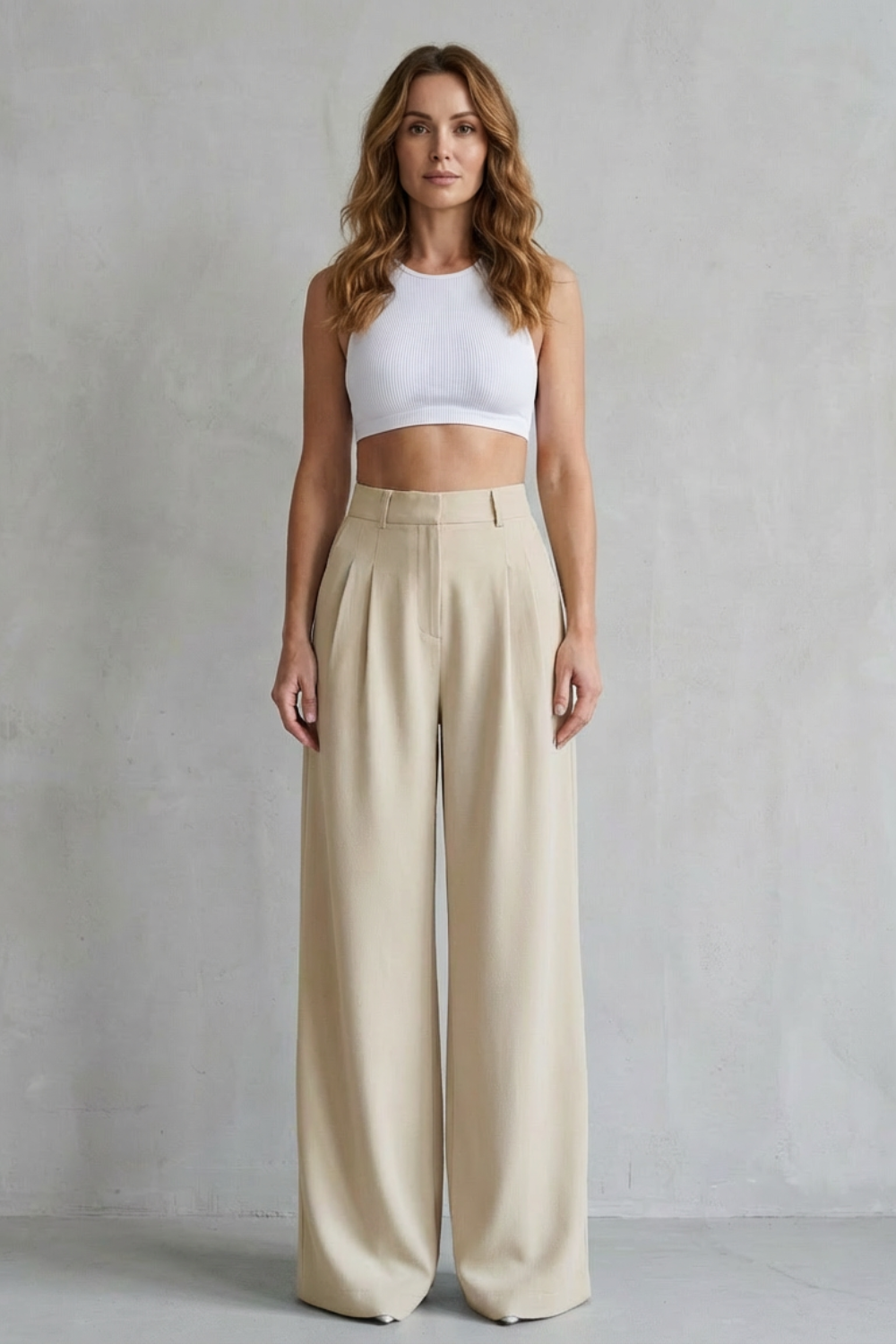 Lunévia – Flowing drape – Wide-leg tailored trousers