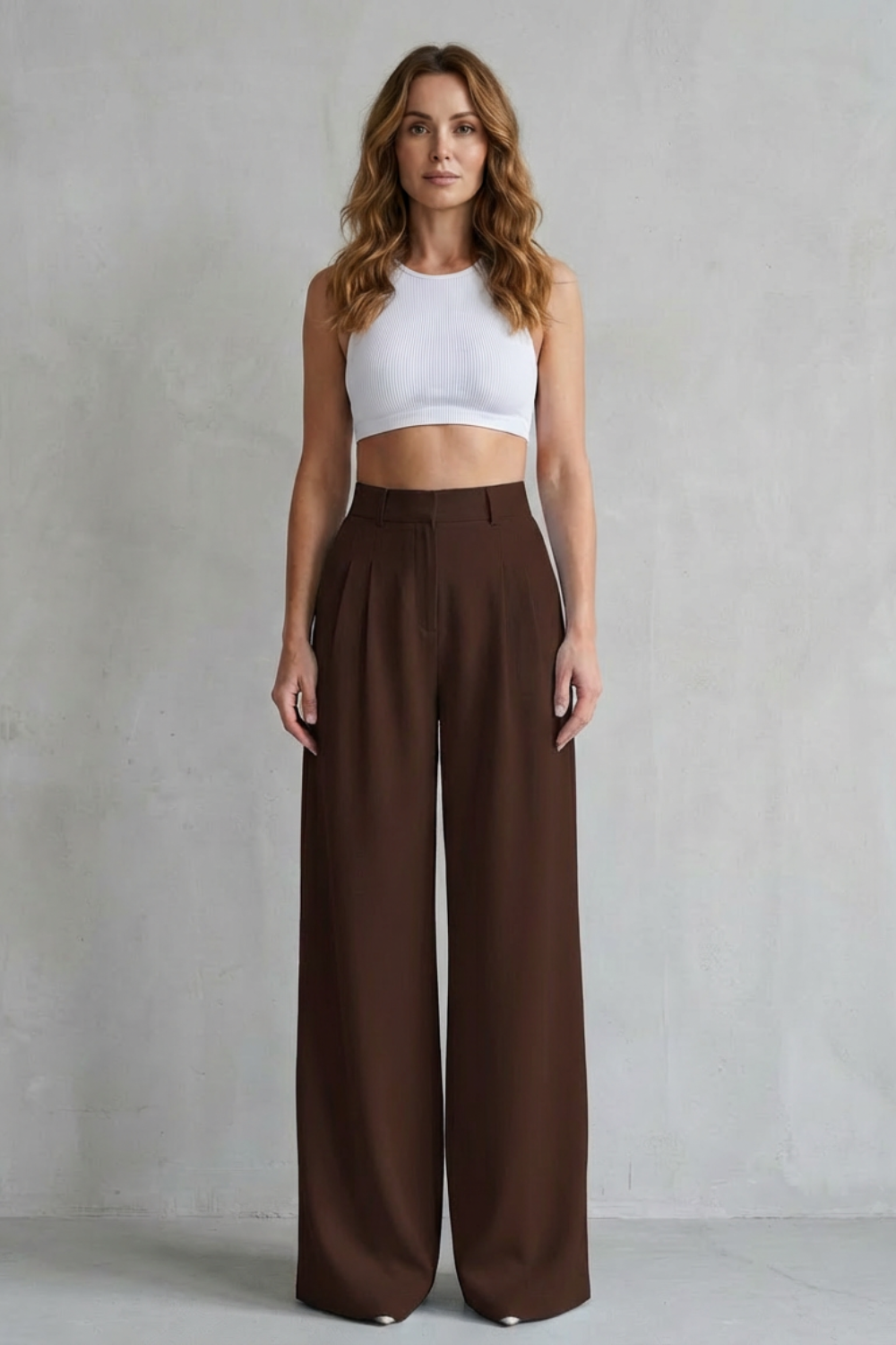 Lunévia – Flowing drape – Wide-leg tailored trousers
