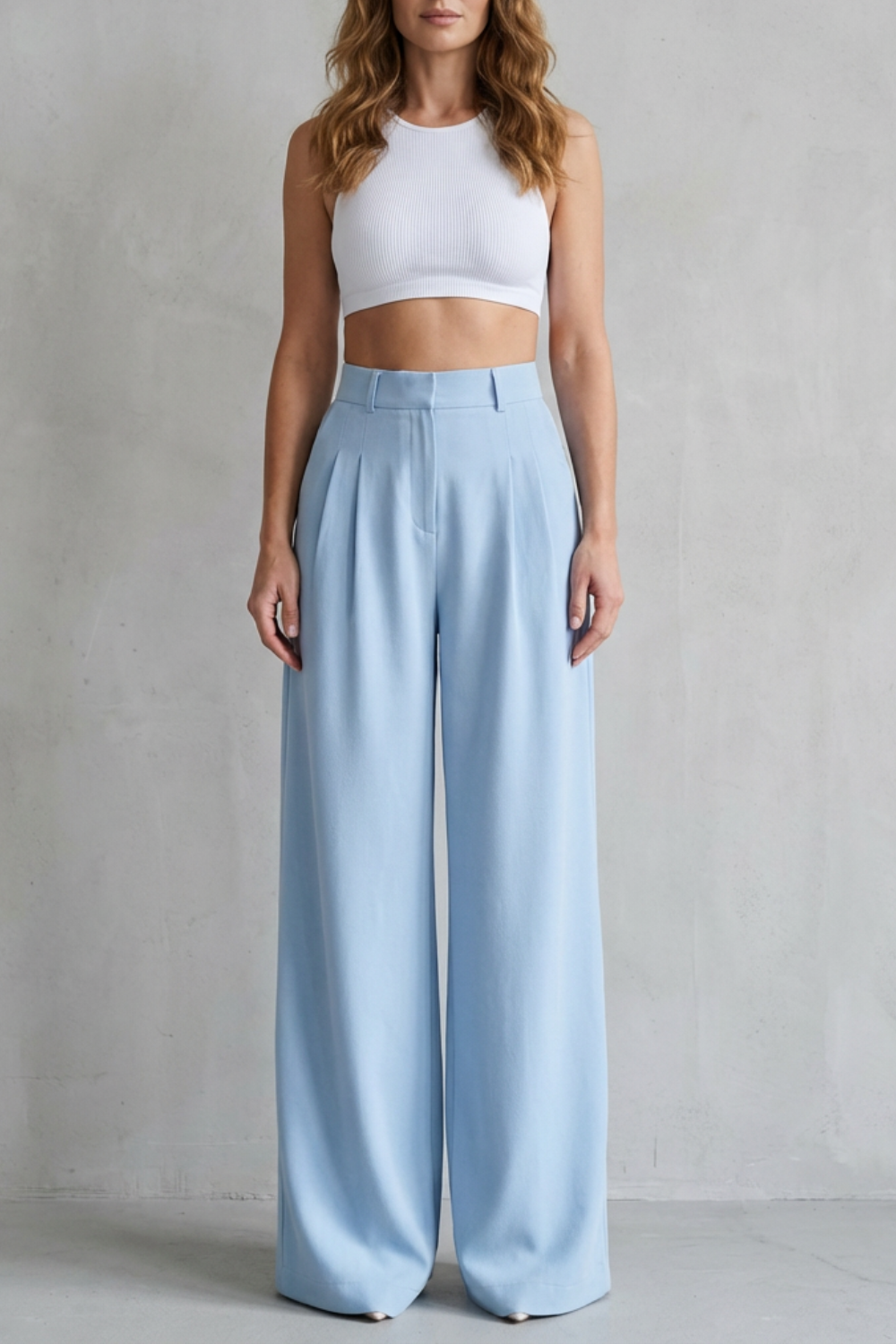 Lunévia – Flowing drape – Wide-leg tailored trousers