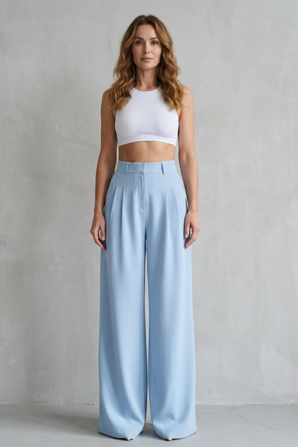 Lunévia – Flowing drape – Wide-leg tailored trousers