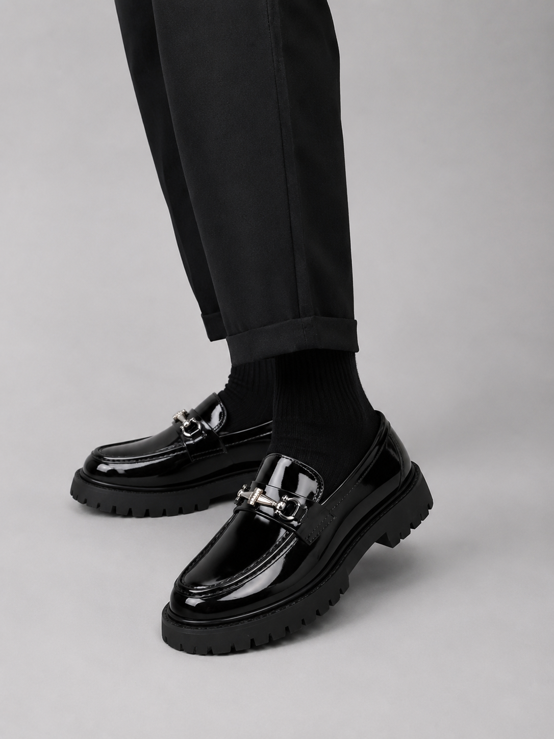 Men’s Chunky Sole Loafers – British Style Slip-On Shoes