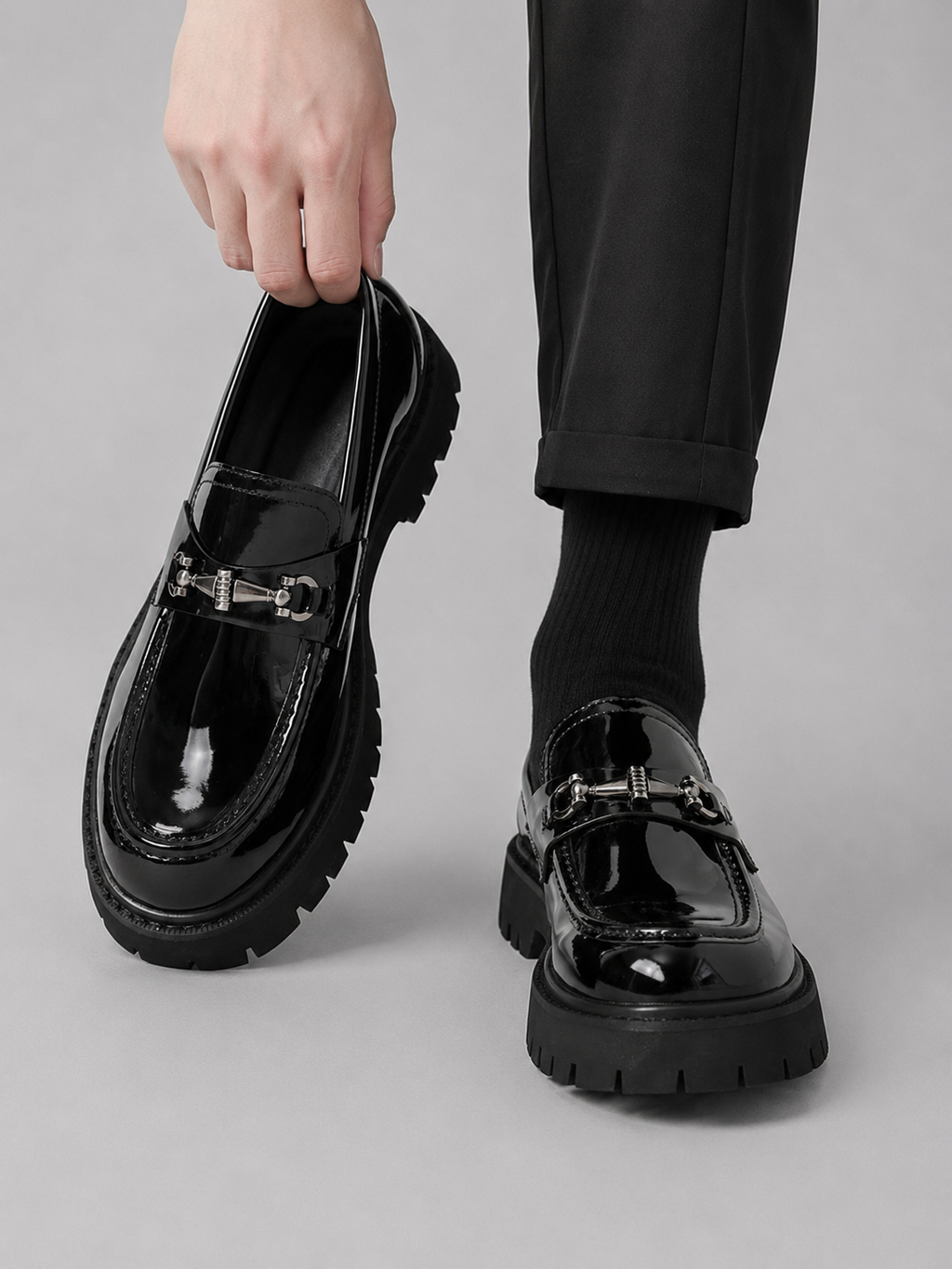 Men’s Chunky Sole Loafers – British Style Slip-On Shoes