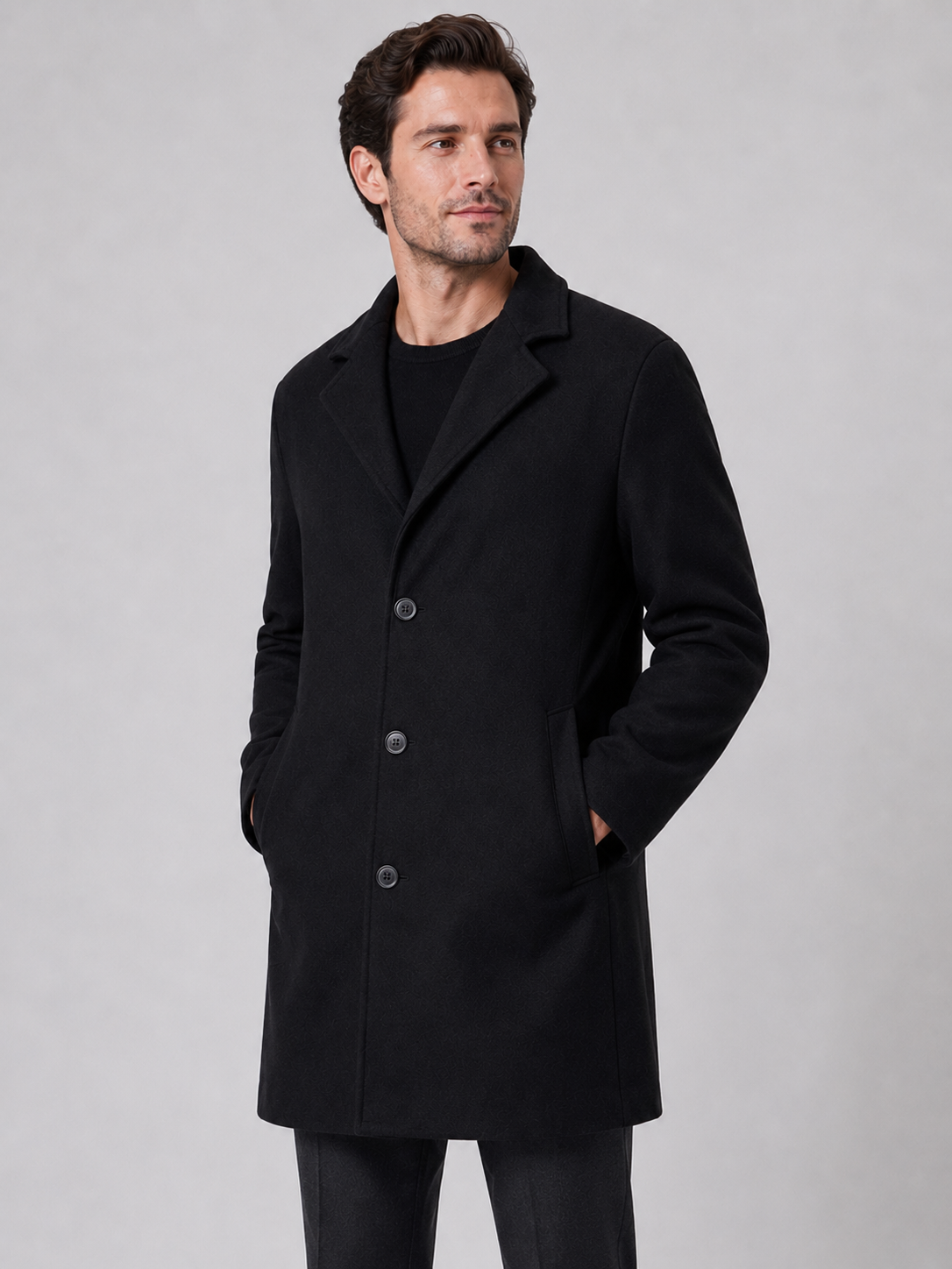 Men's Single Breasted Tailored Overcoat – Smart Casual Style