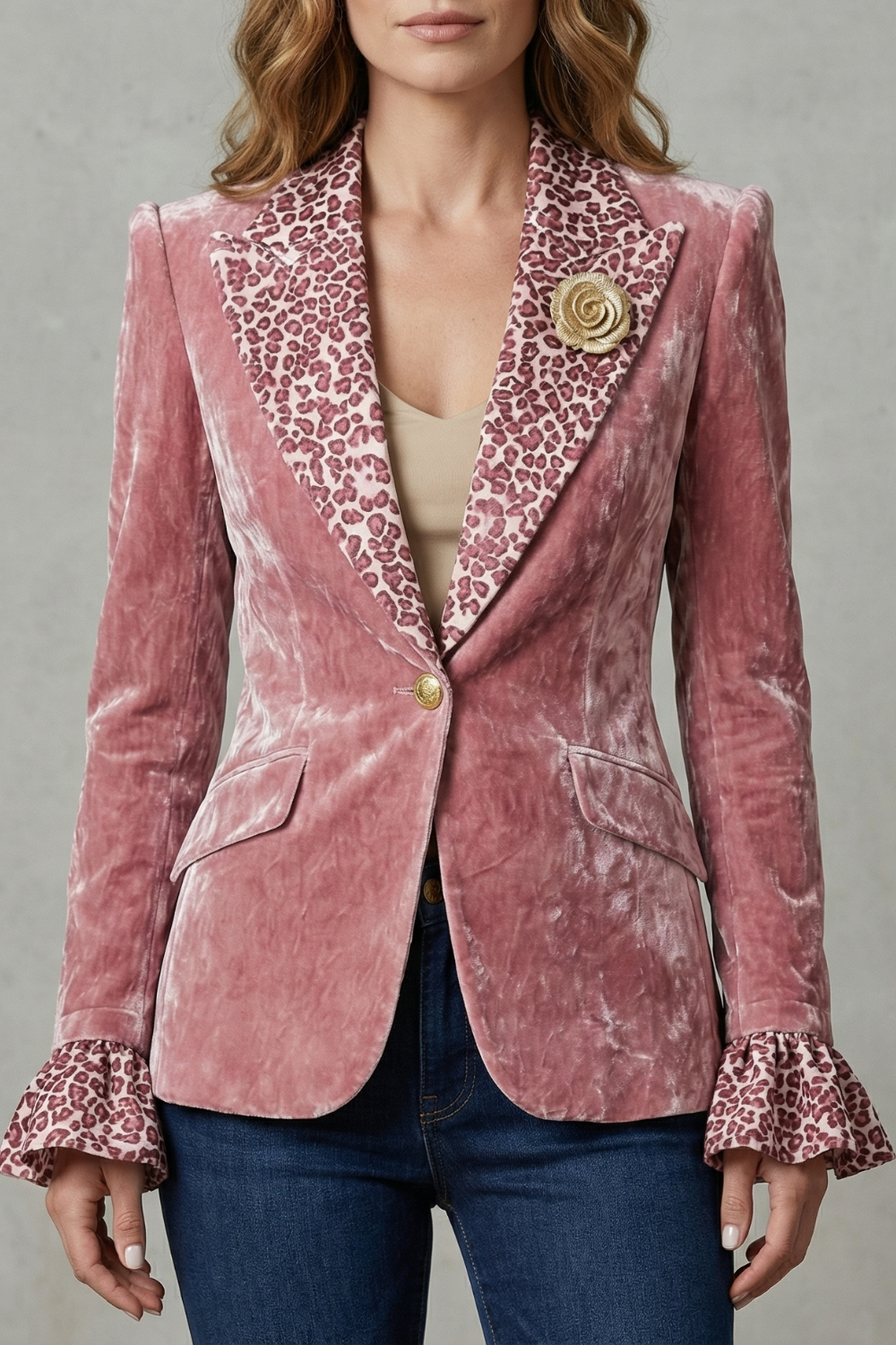 Rosavienne – Printed lapel statement – Velvet blazer