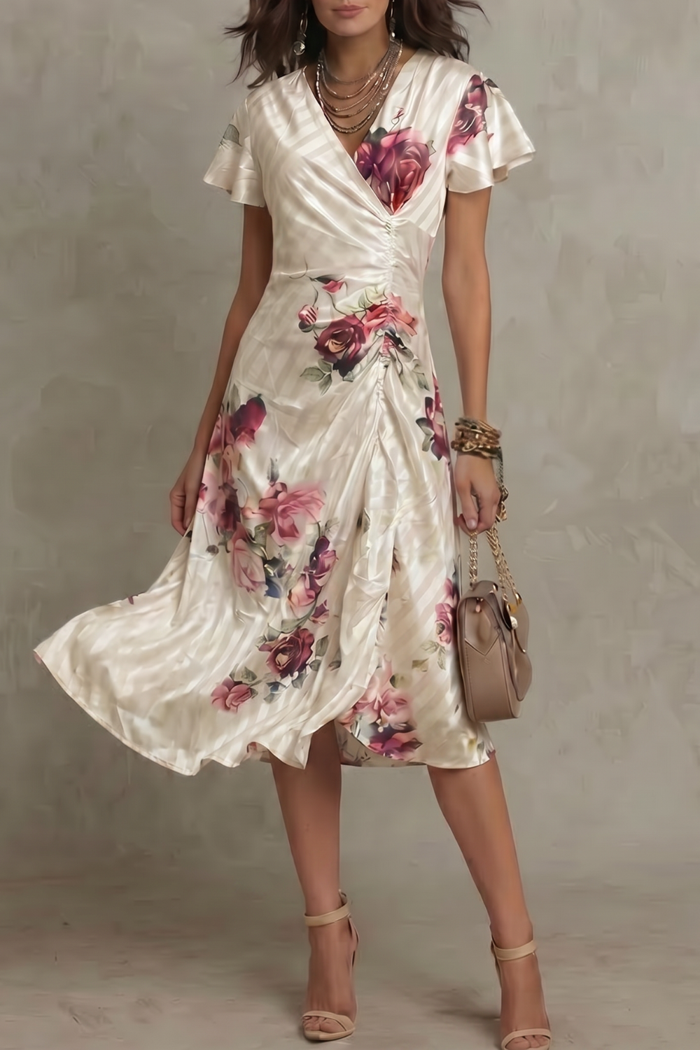 Rosavienne – Vintage satin romance – Midi dress