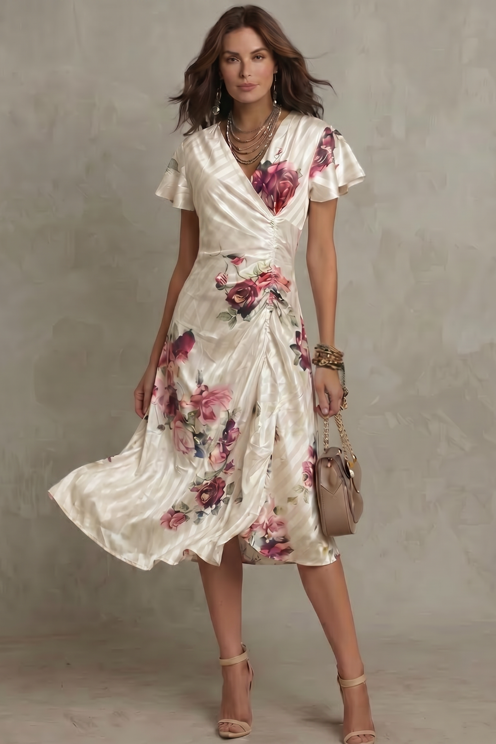 Rosavienne – Vintage satin romance – Midi dress