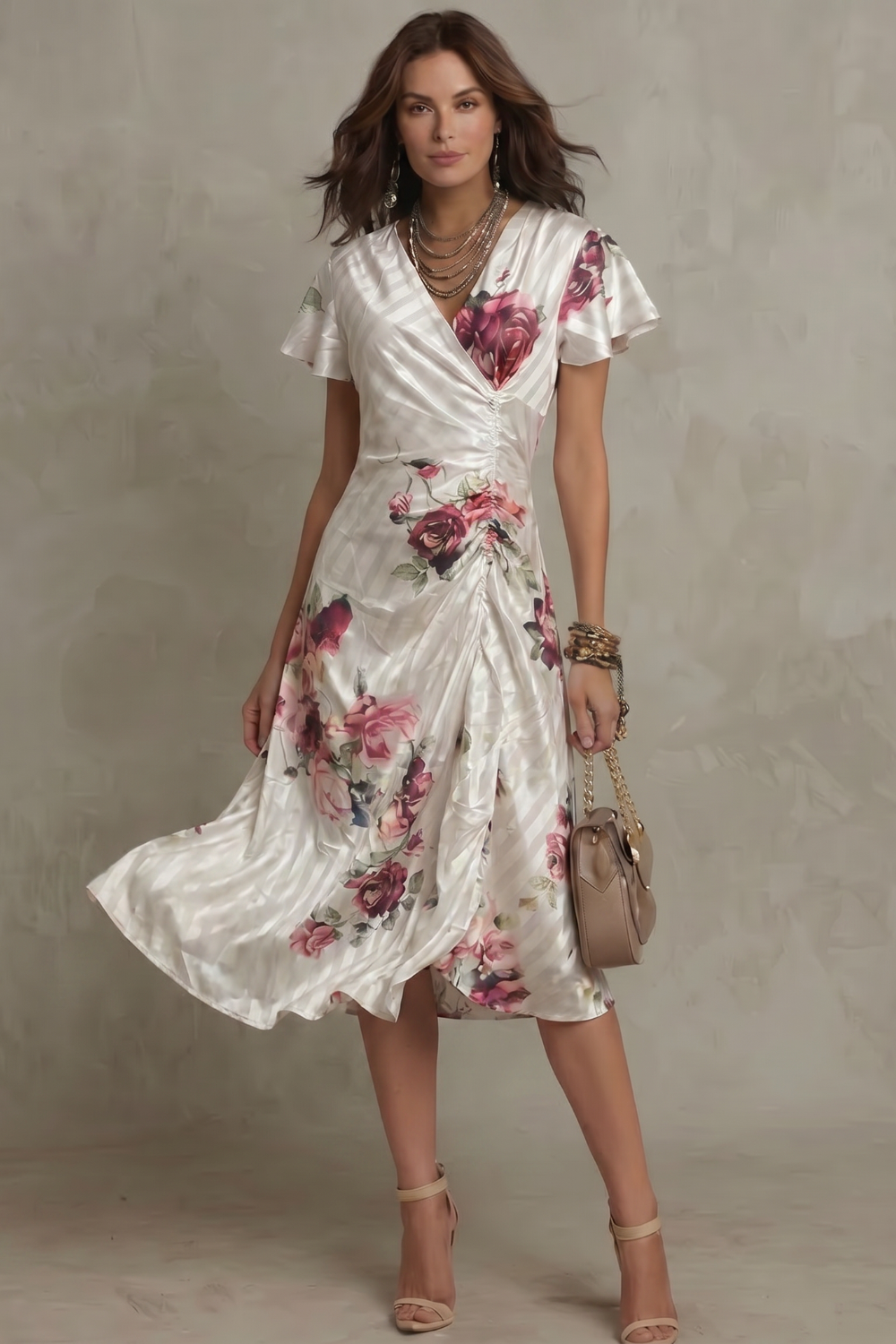 Rosavienne – Vintage satin romance – Midi dress