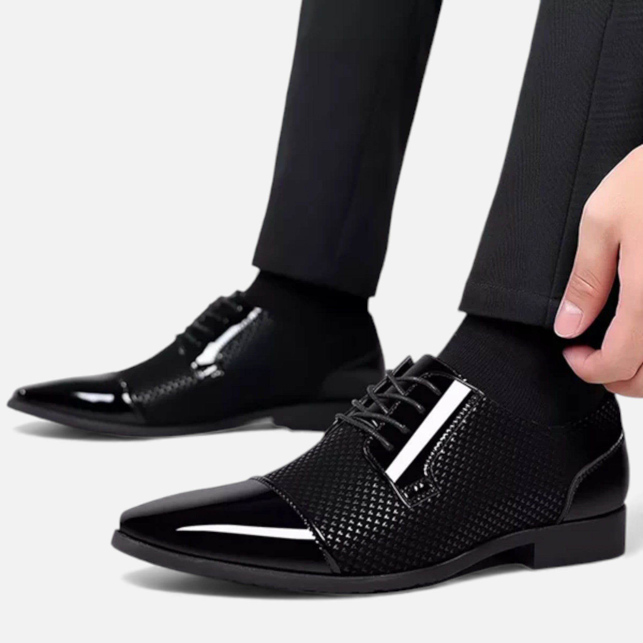 Milvaly | Men’s Oxford Wedding Shoes – Contrast Leather Elegance
