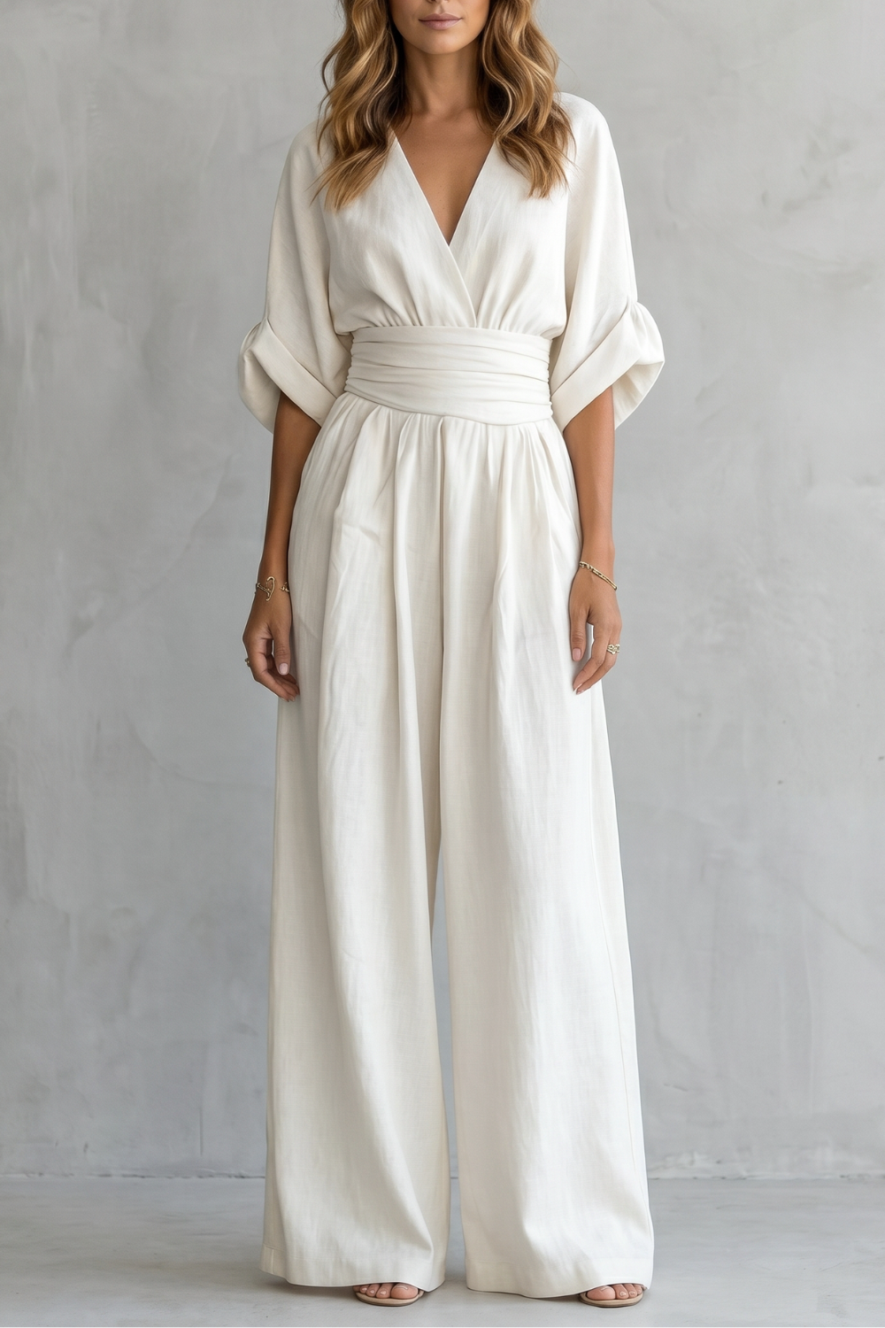 Valoria – Draped waist elegance – Wide-leg jumpsuit