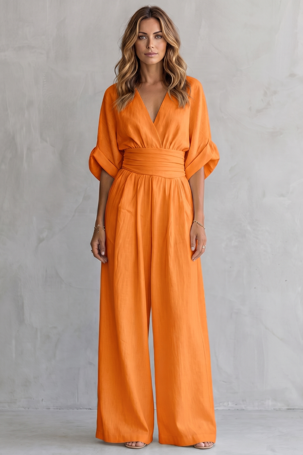 Valoria – Draped waist elegance – Wide-leg jumpsuit