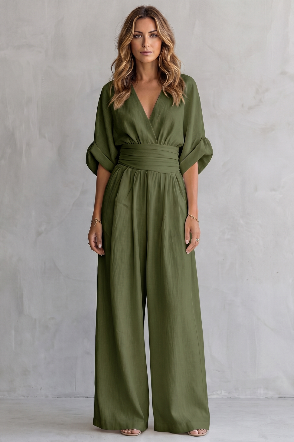Valoria – Draped waist elegance – Wide-leg jumpsuit