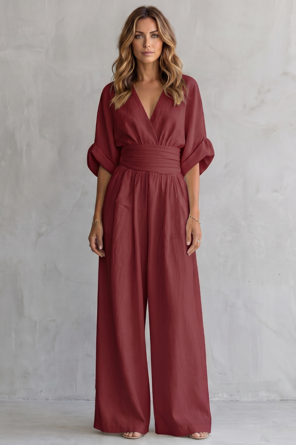 Valoria – Draped waist elegance – Wide-leg jumpsuit