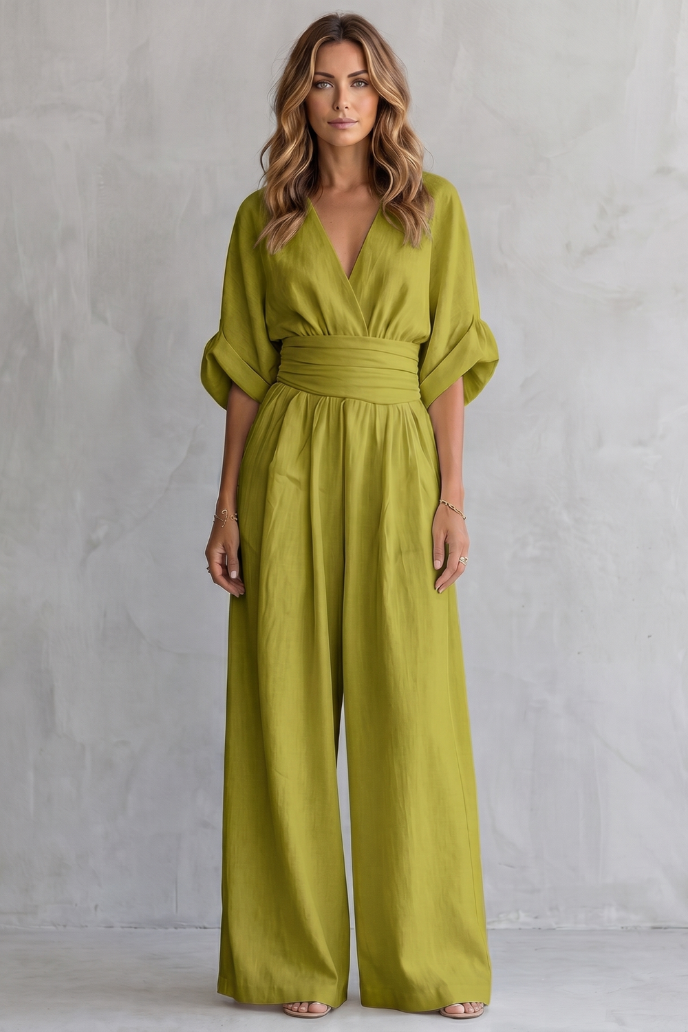 Valoria – Draped waist elegance – Wide-leg jumpsuit