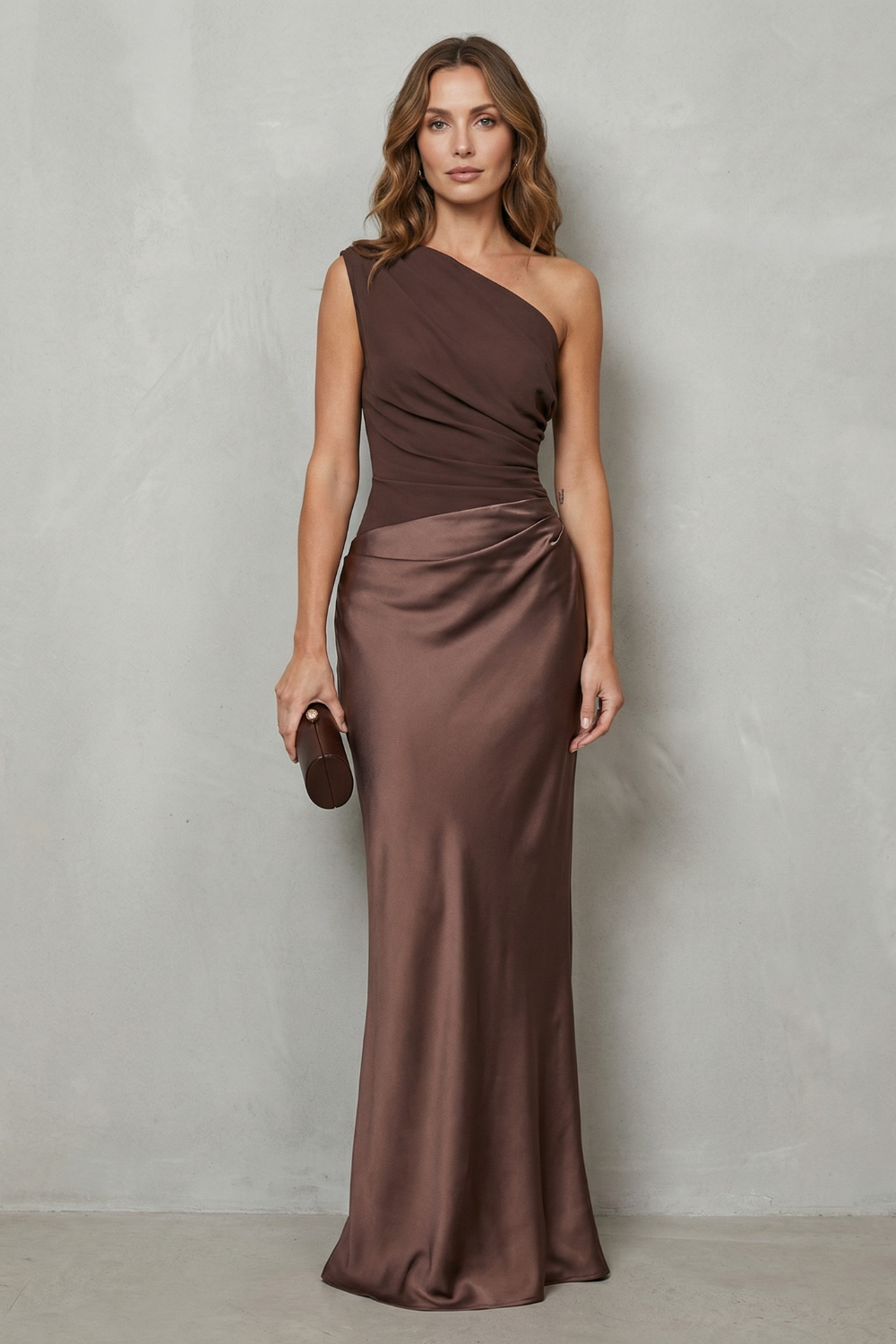 Velmoura – Asymmetric satin drape – Evening gown