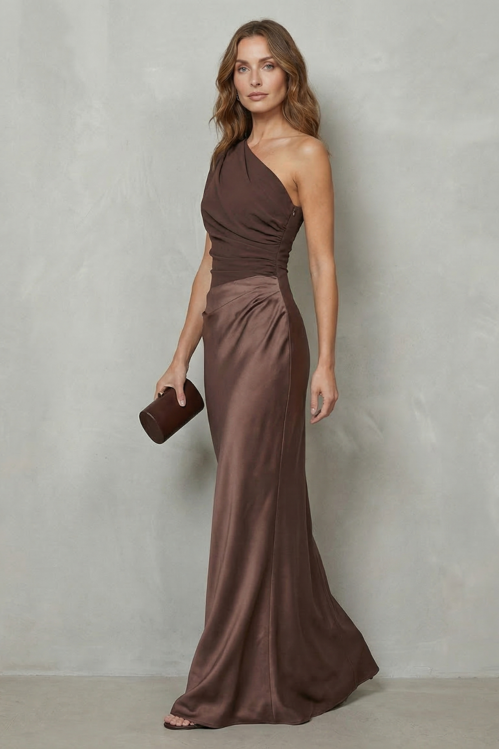 Velmoura – Asymmetric satin drape – Evening gown