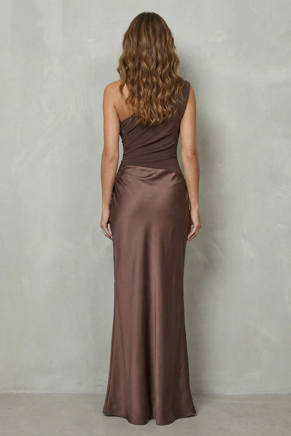 Velmoura – Asymmetric satin drape – Evening gown