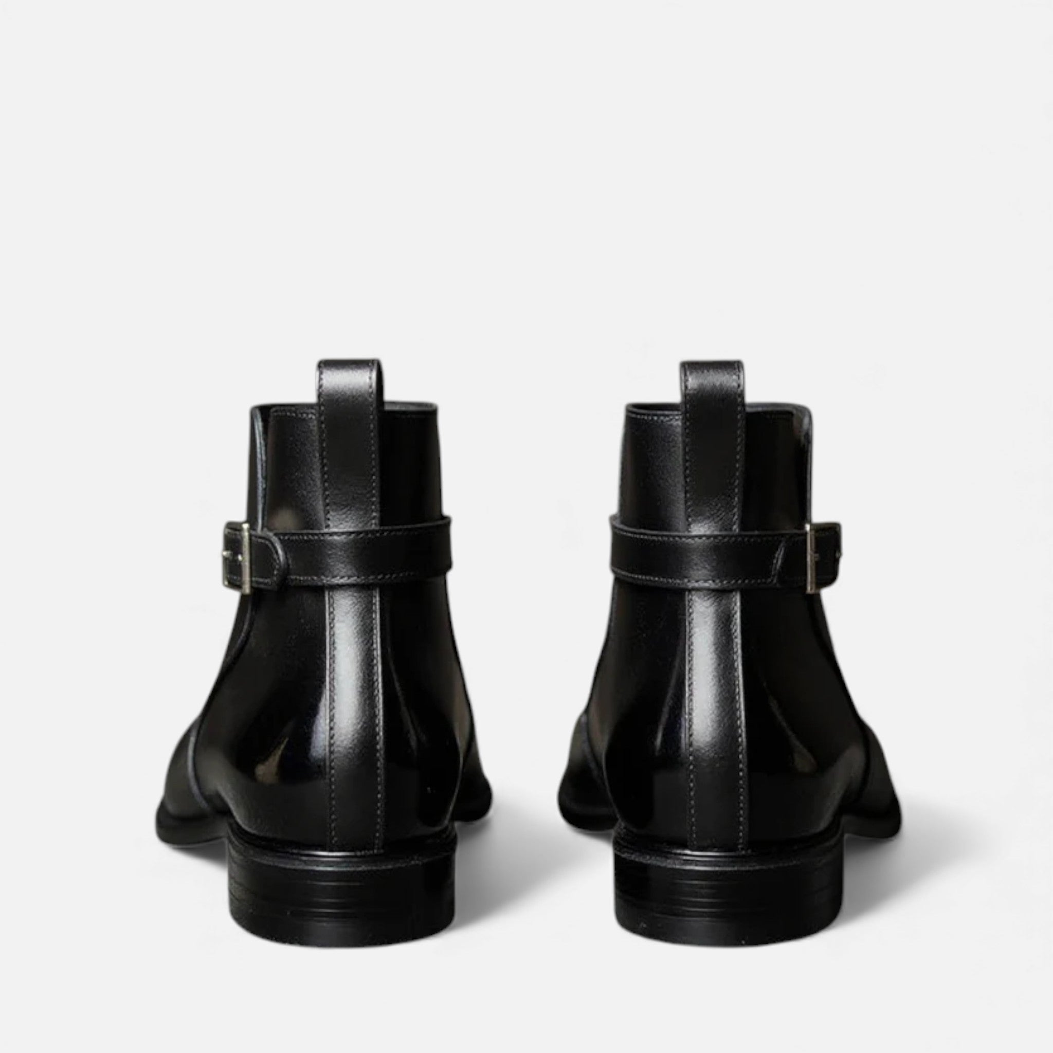 Milvaly | Men’s Leather Jodhpur Boots – Slip-On Black Elegance