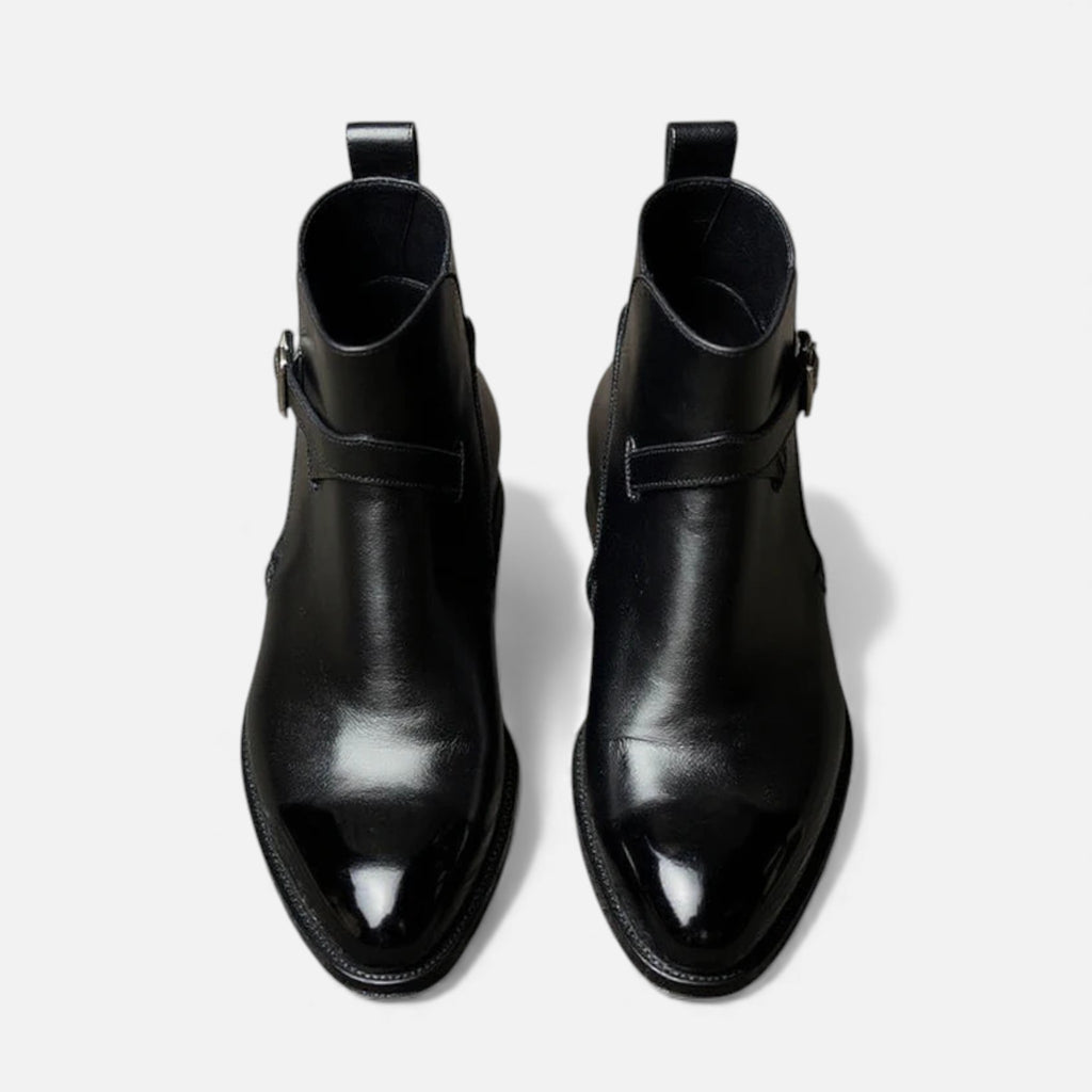 Milvaly | Men’s Leather Jodhpur Boots – Slip-On Black Elegance