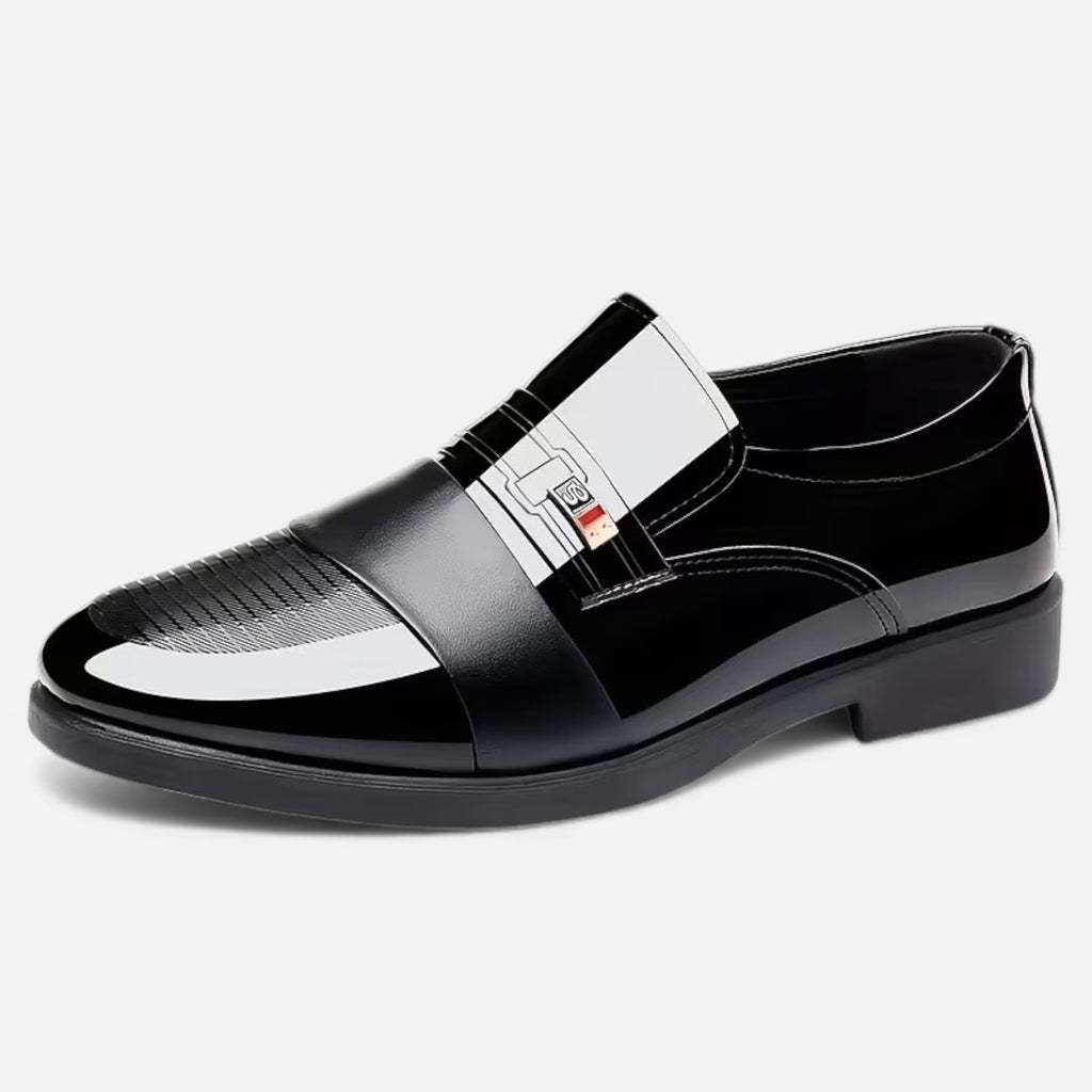 Milvaly | Men’s Slip-On Loafers – Glossy Black Elegance