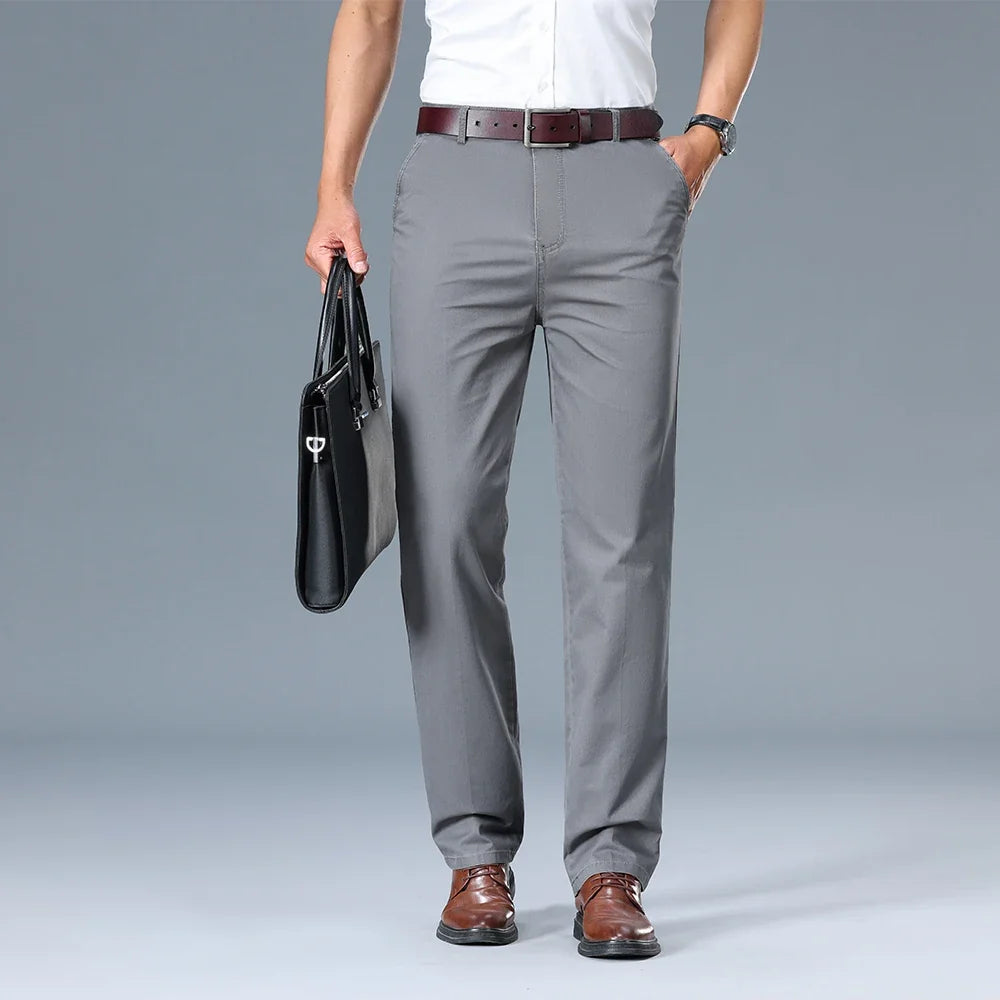 Men’s Slim Fit Elastic Waist Dress Trousers - Craw Leigh