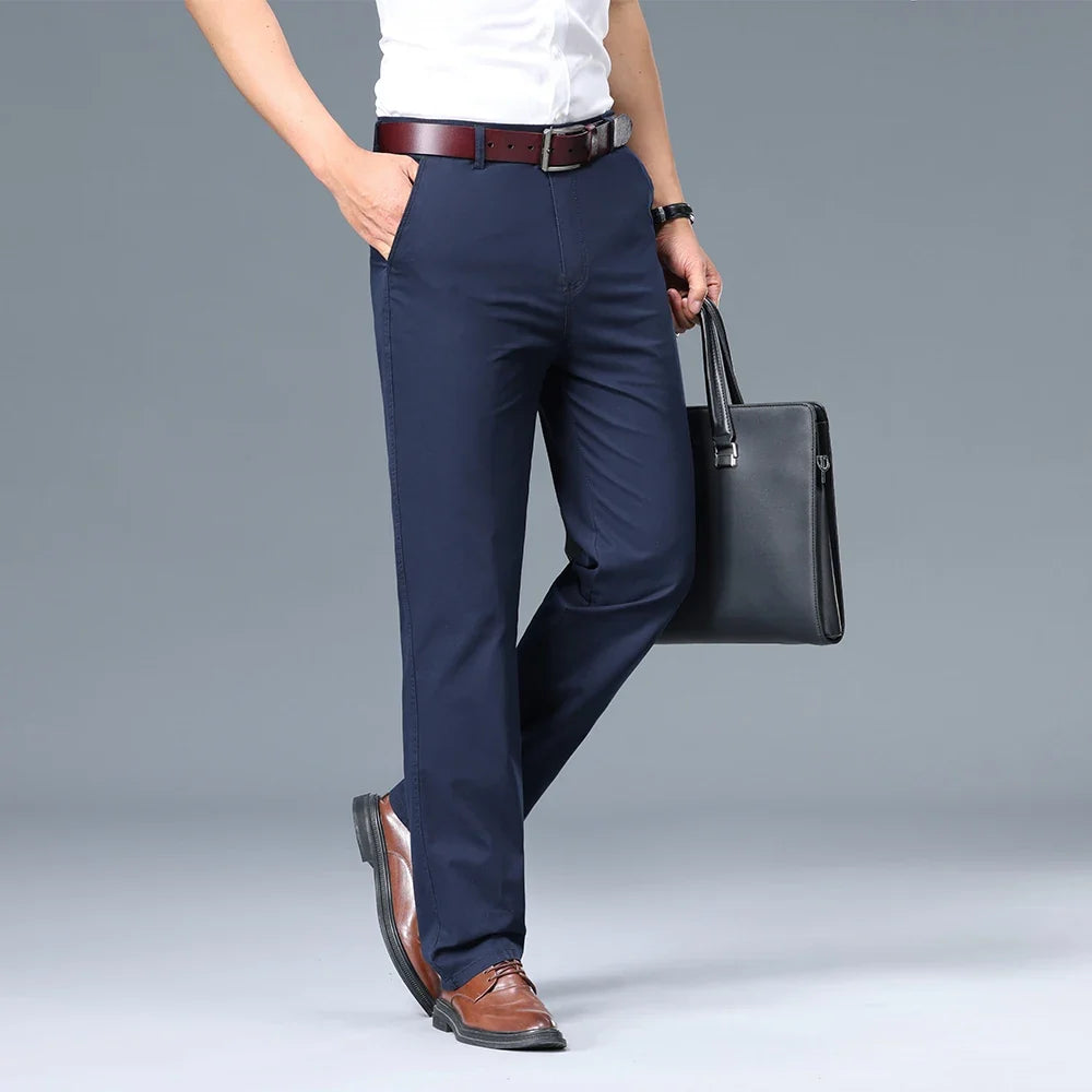 Men’s Slim Fit Elastic Waist Dress Trousers - Craw Leigh