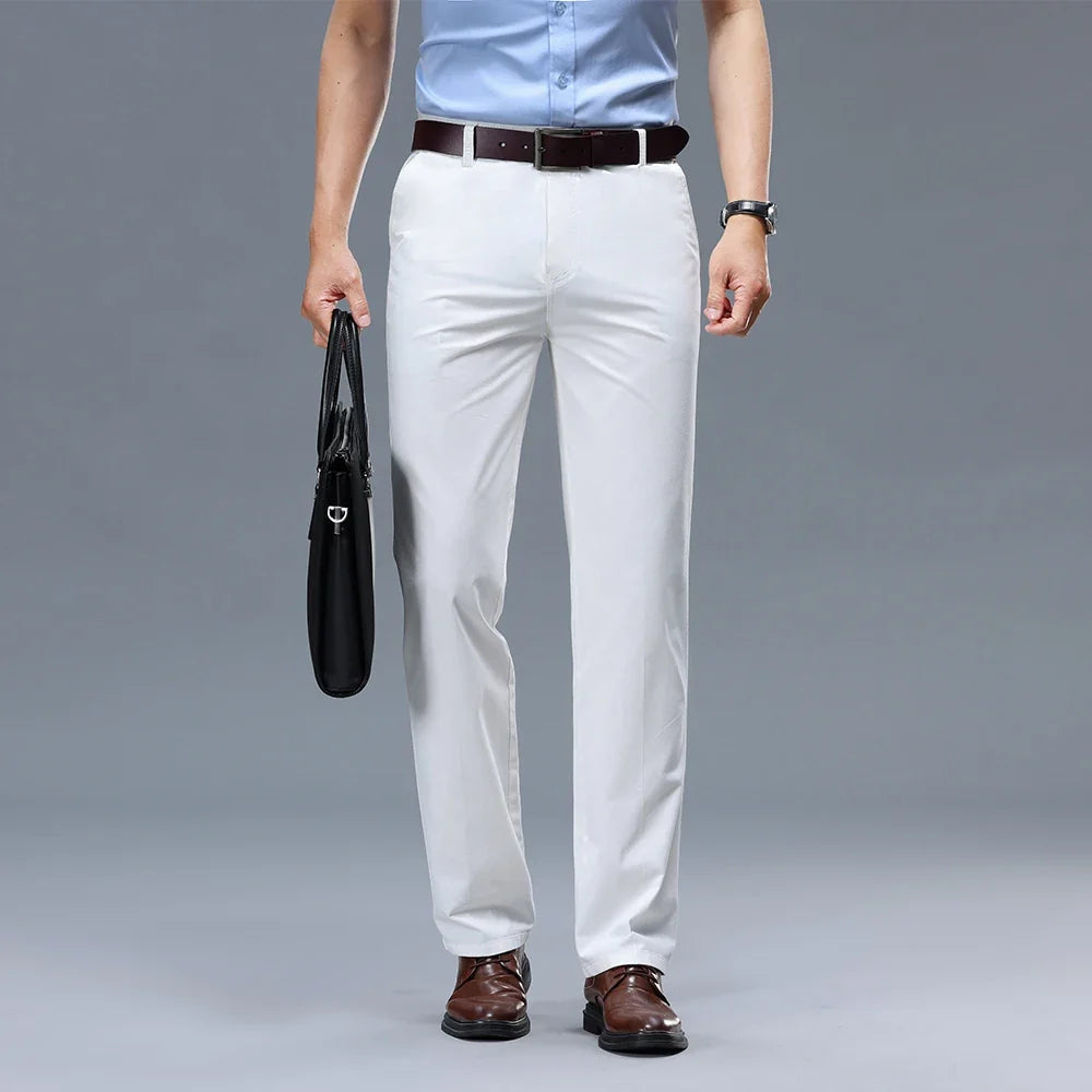 Men’s Slim Fit Elastic Waist Dress Trousers - Craw Leigh