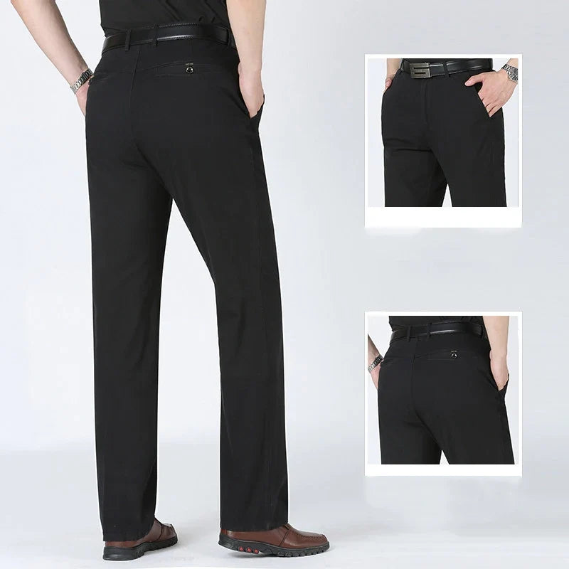 Men’s Slim Fit Elastic Waist Dress Trousers - Craw Leigh