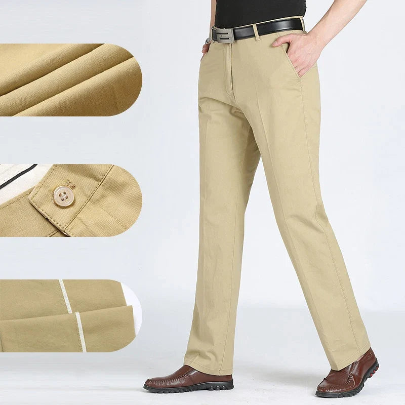 Men’s Slim Fit Elastic Waist Dress Trousers - Craw Leigh