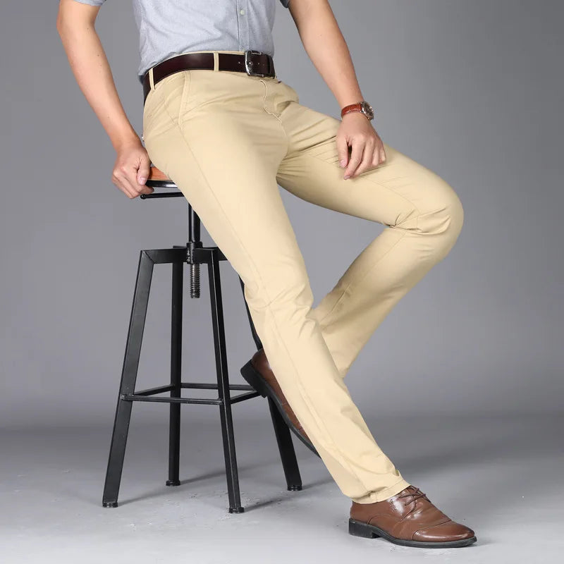 Men’s Slim Fit Elastic Waist Dress Trousers - Craw Leigh