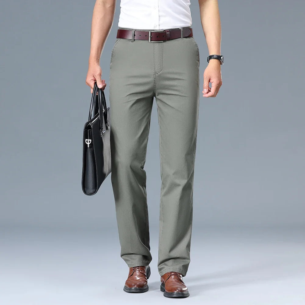 Men’s Slim Fit Elastic Waist Dress Trousers - Craw Leigh