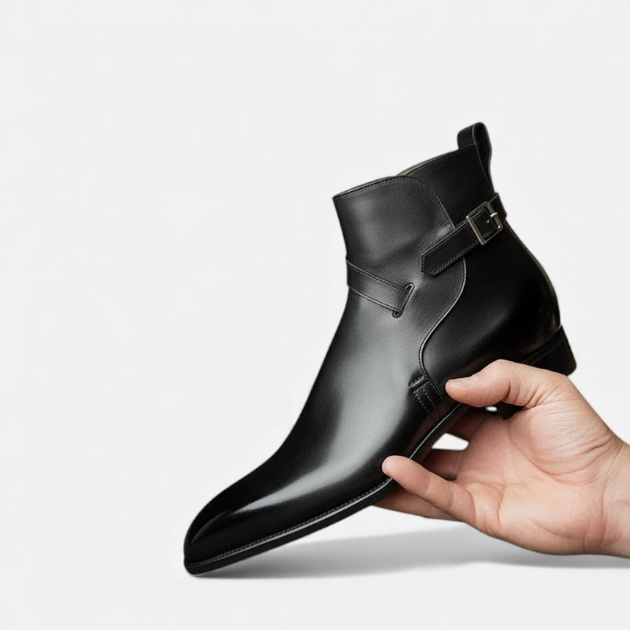 Milvaly | Men’s Leather Jodhpur Boots – Slip-On Black Elegance