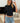 Easy To Admire V Neck 3/4 Sleeve Top Black